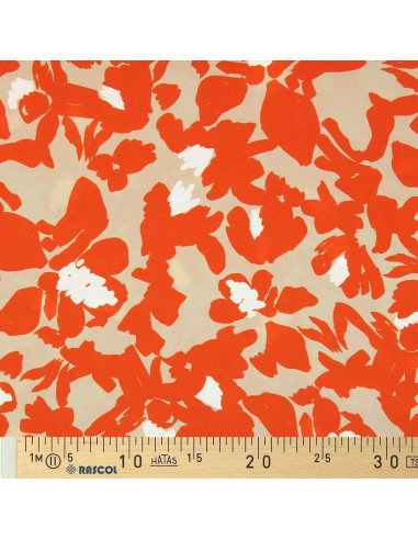 Fantasie viscose stof - Boti beige en oranje