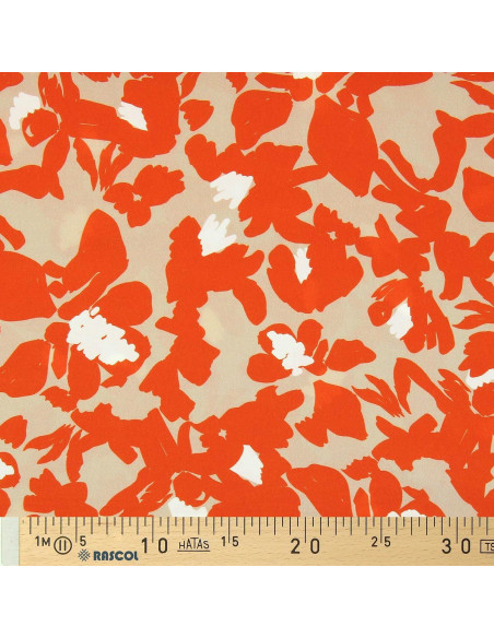 Fantasie viscose stof - Boti beige en oranje