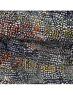 Fantasie viscose stof - Zwarte en bruine cobra