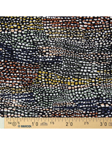 Fantasie viscose stof - Zwarte en bruine cobra