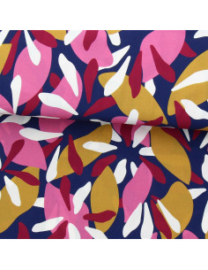 Fantasie viscose stof - Patoche blauw en roze