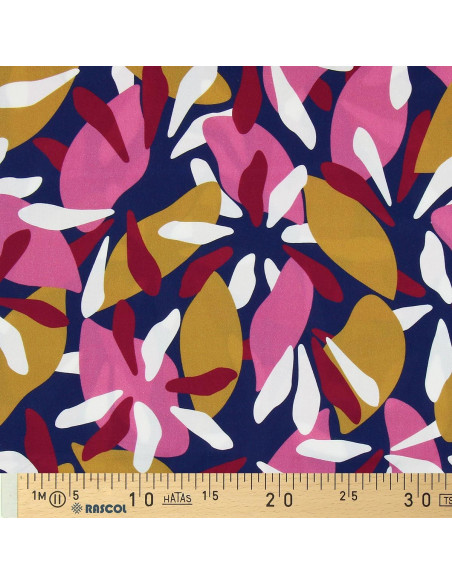Fantasie viscose stof - Patoche blauw en roze