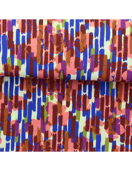 Fantasie viscose stof - Noham blauw en roze