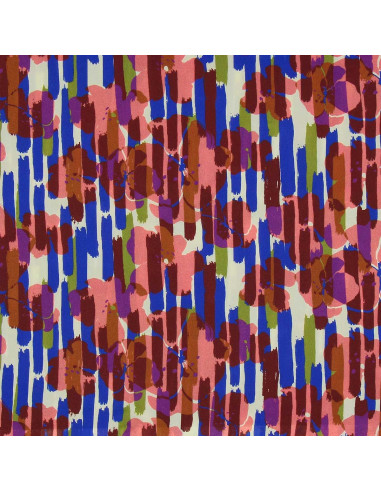 Fantasie viscose stof - Noham blauw en roze