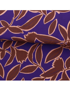 Fantasie viscose stof - Kera blauw en bruin