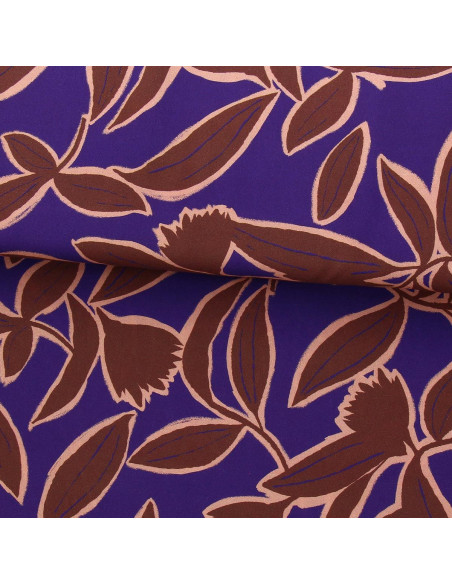 Fantasie viscose stof - Kera blauw en bruin