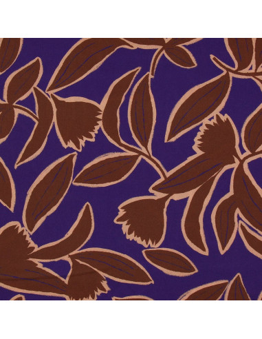 Fantasie viscose stof - Kera blauw en bruin