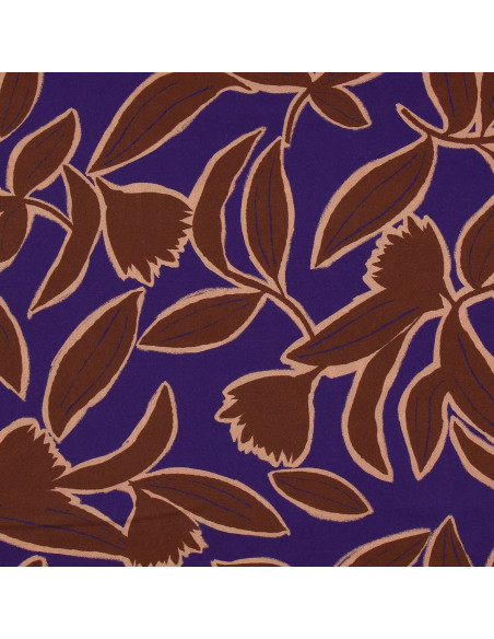Fantasie viscose stof - Kera blauw en bruin