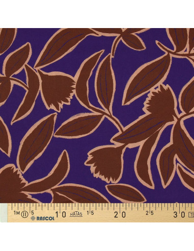 Fantasie viscose stof - Kera blauw en bruin