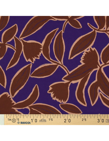 Fantasie viscose stof - Kera blauw en bruin