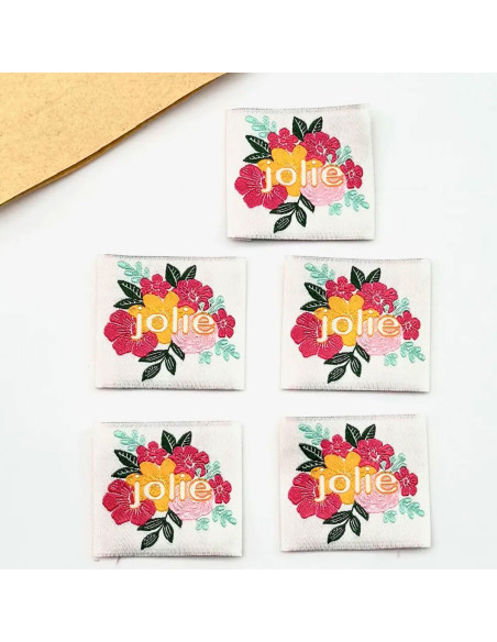 Set van 5 geweven labels om te naaien Jolie