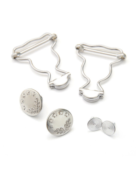 Set van 2 lussen voor tuinbroek 25 mm met jeansknopen - Zilver