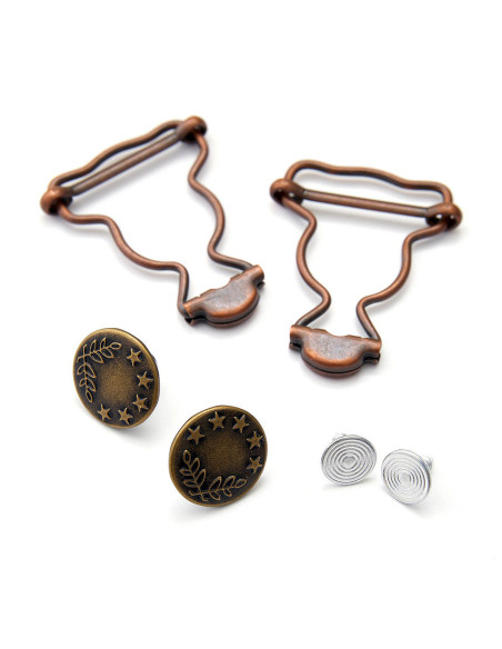 Set van 2 lussen voor tuinbroek 25 mm met jeansknopen - Brons