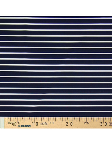 Lycra badpakstof - Blauw-wit gestreept patroon