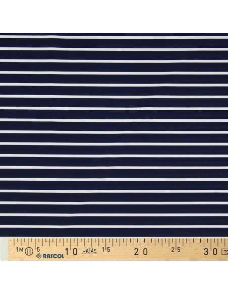 Lycra badpakstof - Blauw-wit gestreept patroon