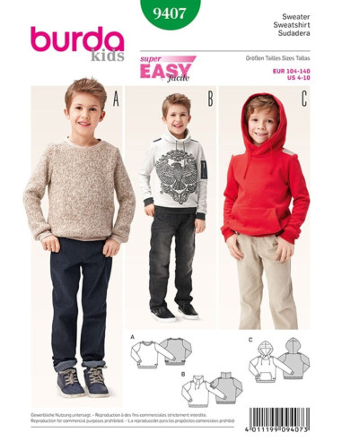 Sweatshirt patroon - Burda 9407