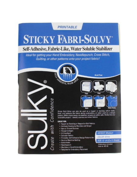 Set van 12 vellen Sulky Sticky Fabri Solvy stabilisator