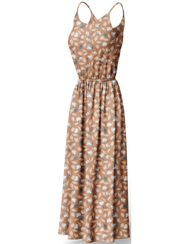 Fantasie viscose stof - Bruin en blauw film