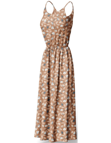 Fantasie viscose stof - Bruin en blauw film