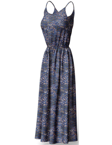 Fantasie viscose stof - Bengal blauw en koraal