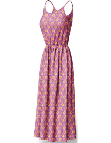 Fantasie viscose stof - Julissa paars en oranje