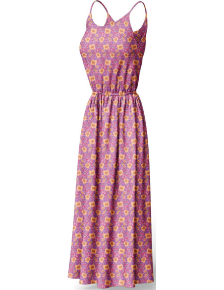 Fantasie viscose stof - Julissa paars en oranje