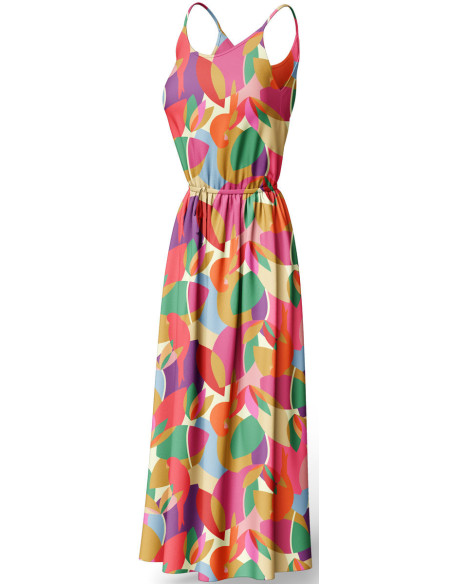 Fantasie viscose stof - Paradiz oranje en roze