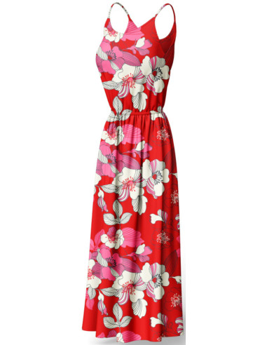 Fantasie viscose stof - Nellie rood en roze