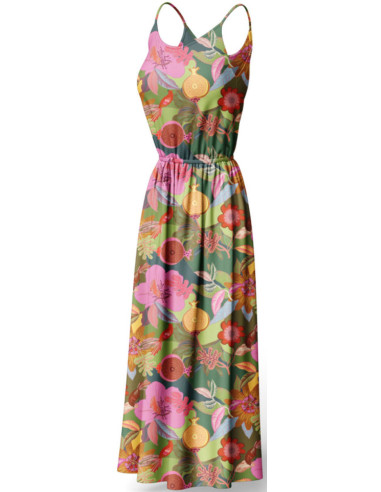 Fantasie viscose stof - Xodius groen en roze