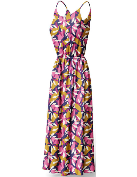 Fantasie viscose stof - Patoche blauw en roze