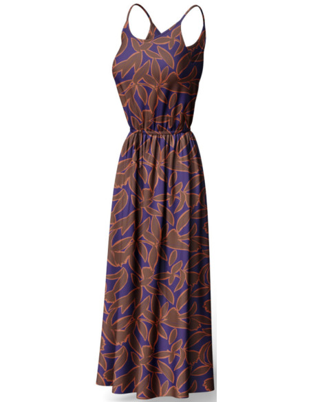 Fantasie viscose stof - Kera blauw en bruin