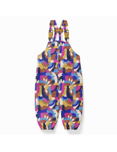 Waterdichte stof voor regenjas - Naive blauw en bruin 2
