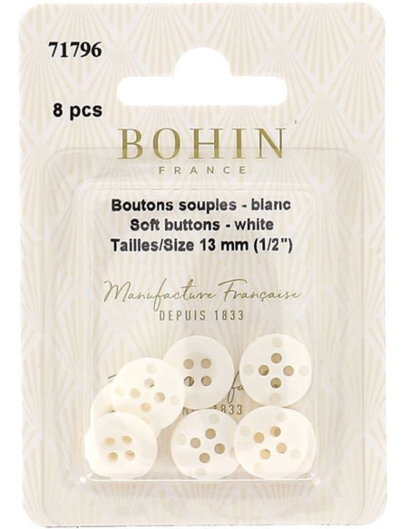 Zachte witte knopen om aan pyjama's en homewear te naaien van Bohin
