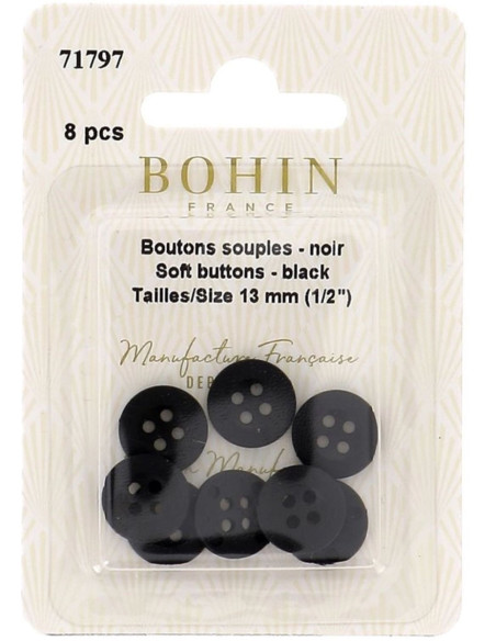 Zachte zwarte knopen om aan pyjama's en homewear te naaien van Bohin