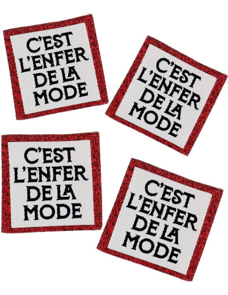 Set van 4 labels om op te naaien - Het is de hel van de mode