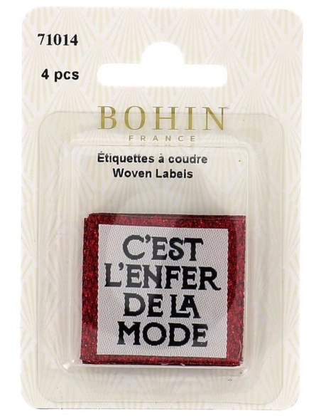 Set van 4 labels om op te naaien - Het is de hel van de mode