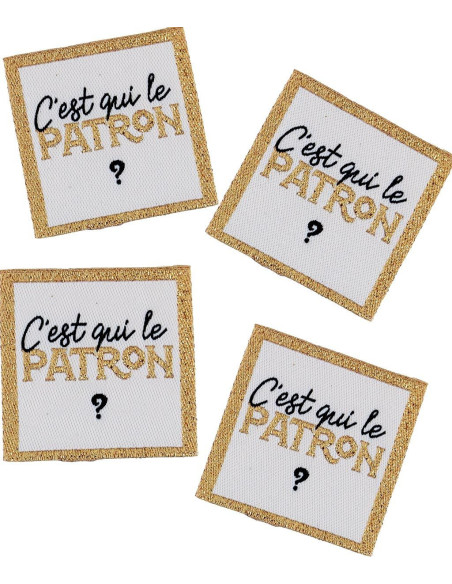 Set van 4 labels om op te naaien - Wie is de baas?