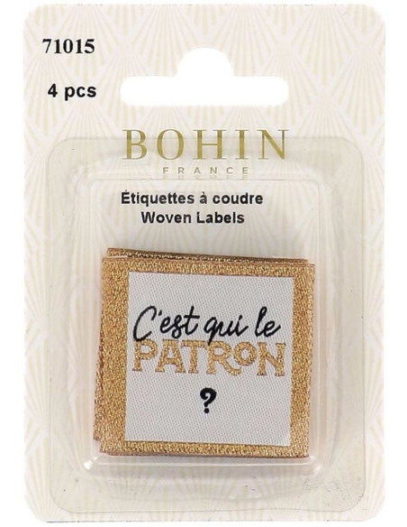 Set van 4 labels om op te naaien - Wie is de baas?