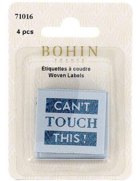 Set van 4 labels om op te naaien - Can't touch this!