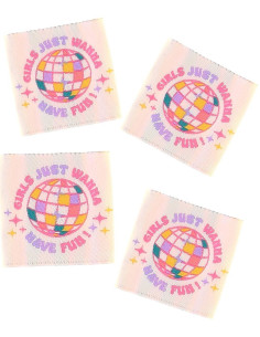 Set van 4 labels om op te naaien - Girls just wanna have fun