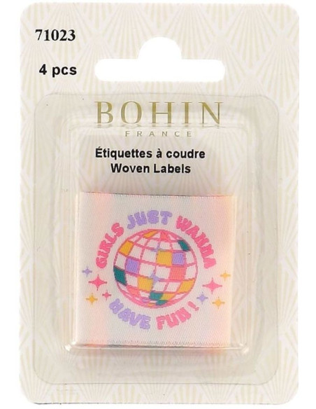 Set van 4 labels om op te naaien - Girls just wanna have fun