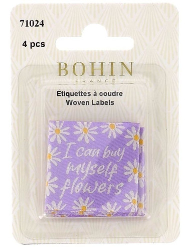 Set van 4 labels om op te naaien - I can buy myself flowers