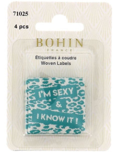 Set van 4 labels om op te naaien - I'm sexy & I know it! 2