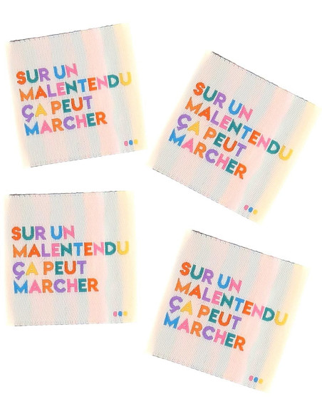 Set van 4 labels om op te naaien - Bij een misverstand kan het werken