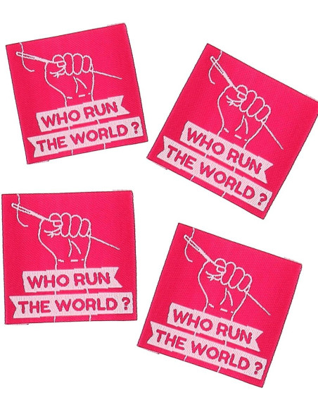 Set van 4 labels om op te naaien - Who run the world?