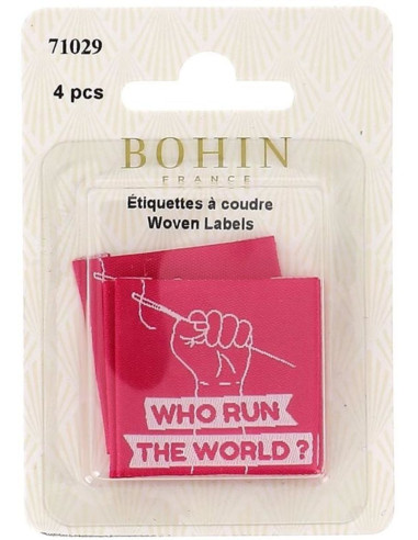 Set van 4 labels om op te naaien - Who run the world?
