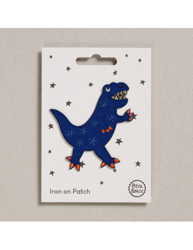 Strijkapplicatie - Blauwe dinosaurus