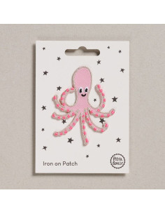 Strijkpatch - Roze octopus