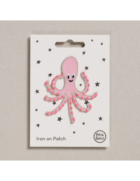 Strijkpatch - Roze octopus