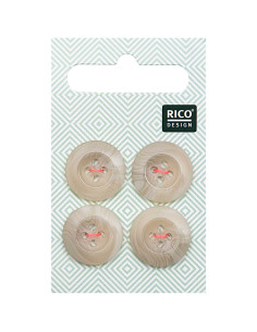 Kaart met 4 knopen met hoornachtige schubben - Beige 17 mm